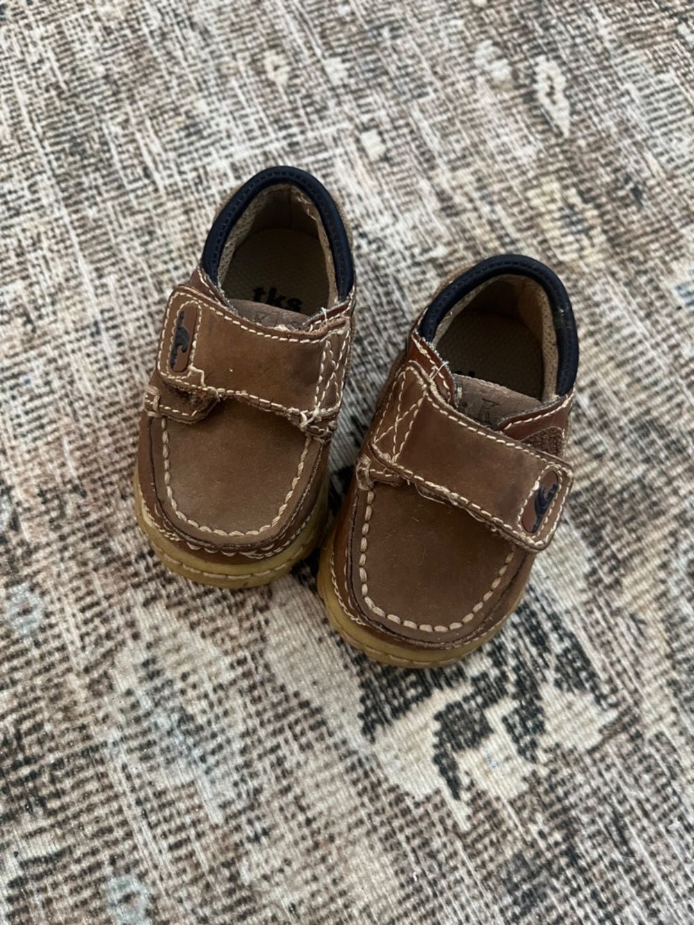 Toddler Brown Leather Hook-and-Loop Dress Shoes